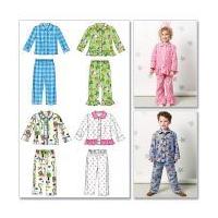 McCalls Childrens Easy Sewing Pattern 6458 Pyjama Tops & Bottoms