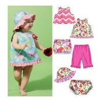 McCalls Baby & Toddlers Easy Sewing Pattern 6530 Tops, Pants, Panties & Hat