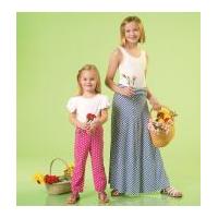 mccalls girls easy sewing pattern 7113 elastic waist skirts pants
