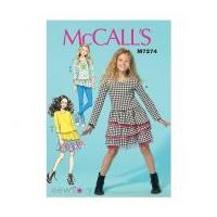 McCalls Girls Easy Sewing Pattern 7274 Top, Dress, Skirt & Leggings