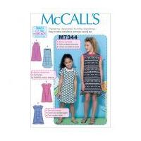 McCalls Girls Easy Learn to Sew Sewing Pattern 7344 Raglan Sleeve Knit Dresses