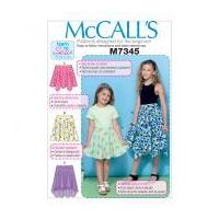 McCalls Girls Easy Learn to Sew Sewing Pattern 7345 Straight, Handkerchief & High Low Hem Skirts