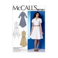 McCalls Ladies Easy Sewing Pattern 7351 Shirtdresses with Pockets & Belt