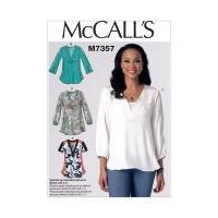 McCalls Ladies Easy Sewing Pattern 7357 Banded Tops with Yoke