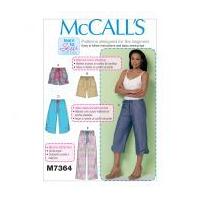 McCalls Ladies Easy Learn to Sew Sewing Pattern 7364 Drawstring Shorts & Pants with Pockets