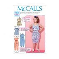 McCalls Girls Easy Learn to Sew Sewing Pattern 7376 Blouson Bodice Rompers & Jumpsuits