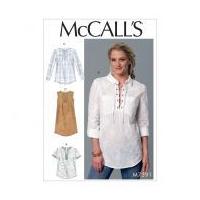 mccalls ladies easy sewing pattern 7391 laced split neck tops dress