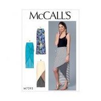 McCalls Ladies Easy Sewing Pattern 7393 Tie Front, High Low, Side Slit & Seam Detail Knit Skirts