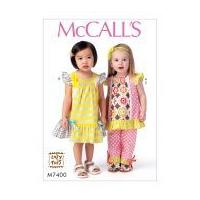 McCalls Toddlers Sewing Pattern 7400 Smocked Top, Dress & Pants with Ruffles