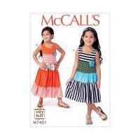 McCalls Girls Easy Sewing Pattern 7401 Tiered, Sleeveless Dresses