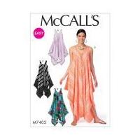 McCalls Ladies Easy Sewing Pattern 7402 Handkerchief Hem, Tent Dresses & Jumpsuit