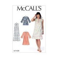 McCalls Ladies Easy Sewing Pattern 7408 Notched Tunic Tops & Dresses