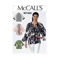 McCalls Ladies Easy Sewing Pattern 7362 Raglan Sleeve Tops & Jackets