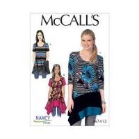 McCalls Ladies Sewing Pattern 7413 Knit Tops with Asymmetrical Hemlines