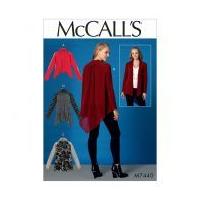McCalls Ladies Easy Sewing Pattern 7440 Raglan Sleeve Jackets with Shawl Collar