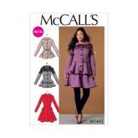 mccalls ladies sewing pattern 7442 peplum jackets coats with belt