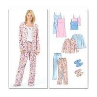 McCalls Ladies Easy Sewing Pattern 4979 Pyjamas & Slippers