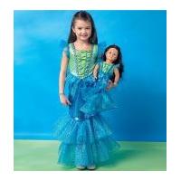 McCalls Girls & Dolls Sewing Pattern 7175 Mermaid Fancy Dress Costume