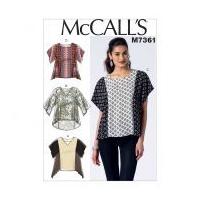 mccalls ladies easy sewing pattern 7361 square v neck pullover tops