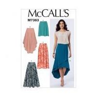 McCalls Ladies Easy Sewing Pattern 7363 Elastic Waist Pull On Skirts