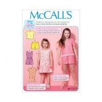 McCalls Girls Easy Learn to Sew Sewing Pattern 7377 Tops, Dresses, Romper & Shorts