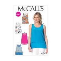 McCalls Ladies Easy Sewing Pattern 7411 Scoopneck Tank Tops with Overlay Options