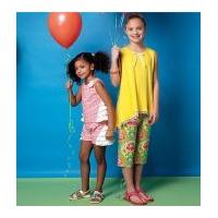 mccalls girls easy sewing pattern 7149 tops tunics shorts capris