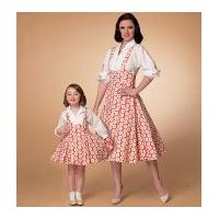 McCalls Ladies & Girls Sewing Pattern 7184 Vintage Style Blouse & Pinafore Dress
