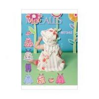 McCalls Toddlers Easy Sewing Pattern 7342 Back Bow Dresses, Panties, Leggings & Bucket Hat