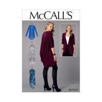 mccalls ladies easy sewing pattern 7441 back drape jackets waistcoat