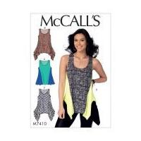 McCalls Ladies Easy Sewing Pattern 7410 Knit Diagonal Seam Tank Tops