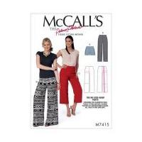 mccalls ladies sewing pattern 7415 no side seam shorts capris pants