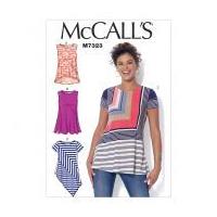 McCalls Ladies Easy Sewing Pattern 7323 Asymmetrical Seam Detail Tops