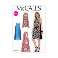 McCalls Ladies Easy Sewing Pattern 7403 Sleeveless, Side Panel Dresses & Belt