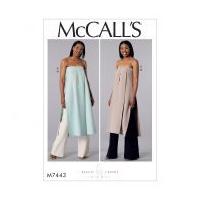McCalls Ladies Easy Sewing Pattern 7443 Strapless, Pleated Tunic & Wide Leg Pants