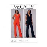 mccalls ladies easy sewing pattern 7444 deep v jumpsuits