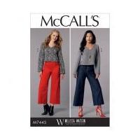 mccalls ladies sewing pattern 7445 v neck top cropped wide leg pants