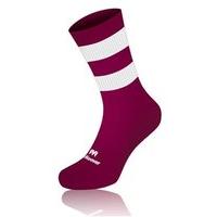 mc keever pro mid hooped socks youth maroonwhite