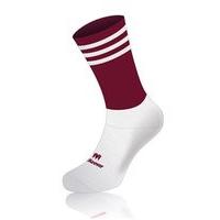 Mc Keever Pro Mid 3 Bar Socks - Youth - White Ankle/Maroon/White