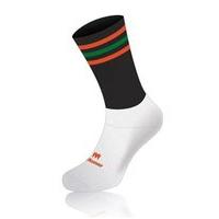 Mc Keever Pro Mid 3 Bar Socks - Youth - White Ankle/Black/2 Orange/1 Green Bar