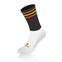 Mc Keever Pro Mid 3 Bar Socks - Youth - White Ankle/Black/2 Orange/1 Light Green Bar