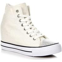 Mc Arthur Bia?e Po?yskuj?ce Z Brokatem NA Ukrytym women\'s Shoes (High-top Trainers) in white