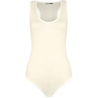 Mckenzie Basic Racer Back Sleeveless Bodysuit - Cream