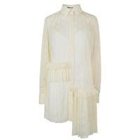 MCQ ALEXANDER MCQUEEN Dot Mesh Ruffle Shirt Dress