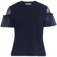 McQ Alexander McQueen Alexander McQueen black top with lace sleeve women\'s Blouse in black