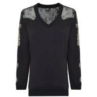 MCQ ALEXANDER MCQUEEN Lace V Neck Sweatshirt