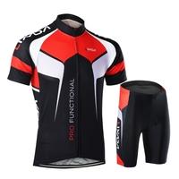 Men Breathable Quick Dry Comfortable Short Sleeve Jersey + Padded Shorts Cycling Clothing Set Riding Sportswear
