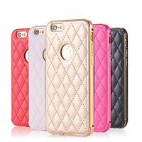 Metal Case 2 In 1 Style Fashion Grid Skins Aluminum Frame Leather Case For iPhone 6 Plus/6S Plus