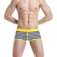 mens striped boxer swim trunks