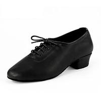Men\'s Dance Shoes LeatherChildren\'s Leather Latin Jazz Dance Sneakers Modern Swing Shoes Salsa Indoor Napa leat Advanced cowhide 3.5cm Black NL05